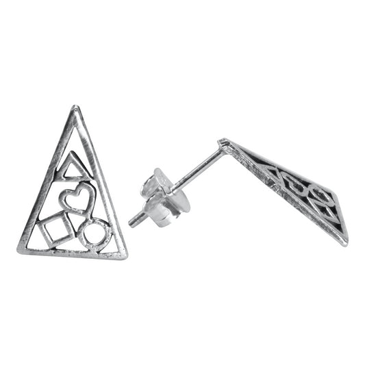 Aros de Plata Triángulos con Figuras