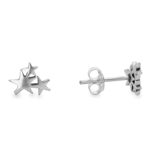 Aros de Plata 925 Trío de Estrellas Lisas
