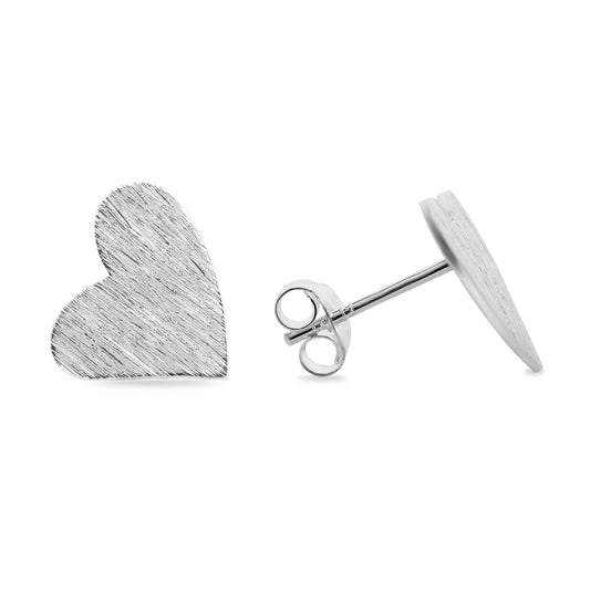 Aros  en Plata Corazón Irregular Satinado