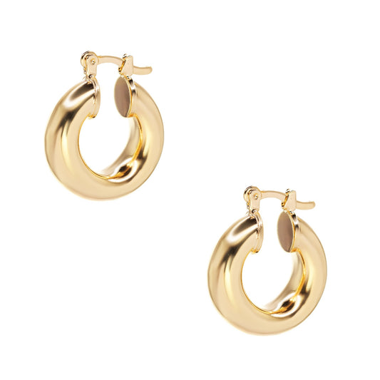 Aros Enchapadas en Oro Argollas Estilo Gruesa