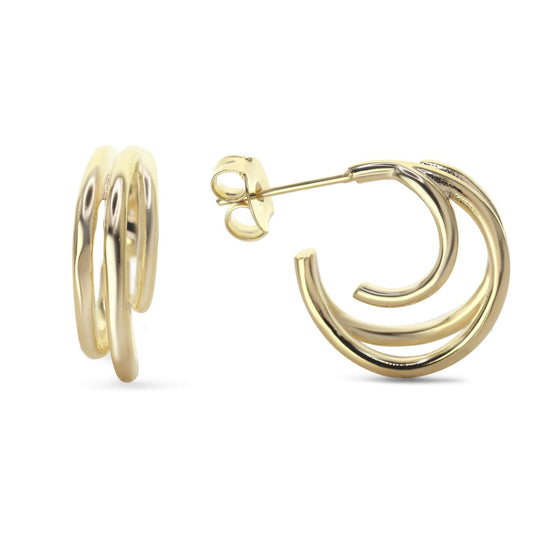 Aros Enchapado en Oro Argolla Triple Banda Lisa