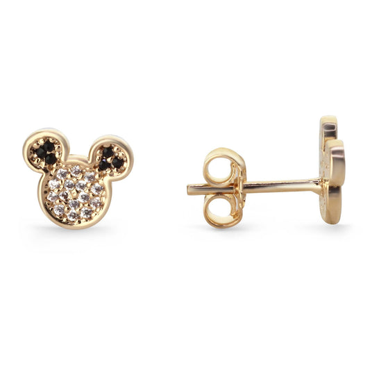 Aros Enchapado en Oro Estilo Mickey Mouse con Circones