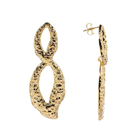 Aros Enchapados de Oro Estilo Ocho con Textura