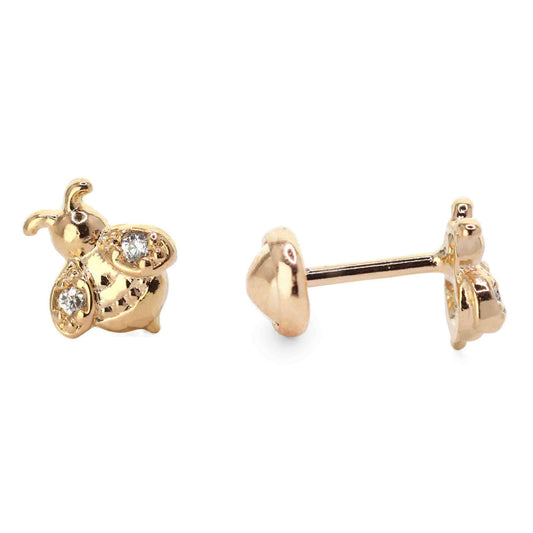 Aros Enchapados en Oro Abejitas con Circones