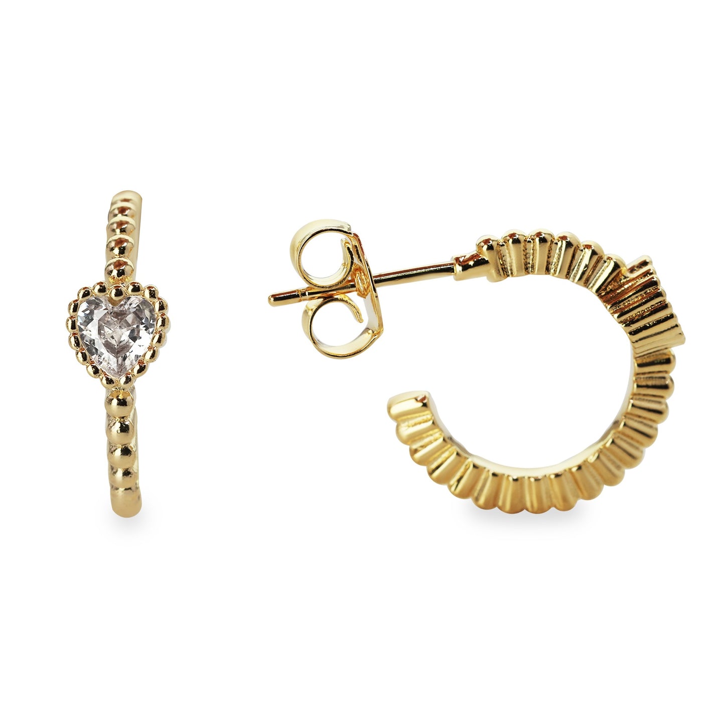 Aros Enchapados en Oro Argolla con Circón de Corazón
