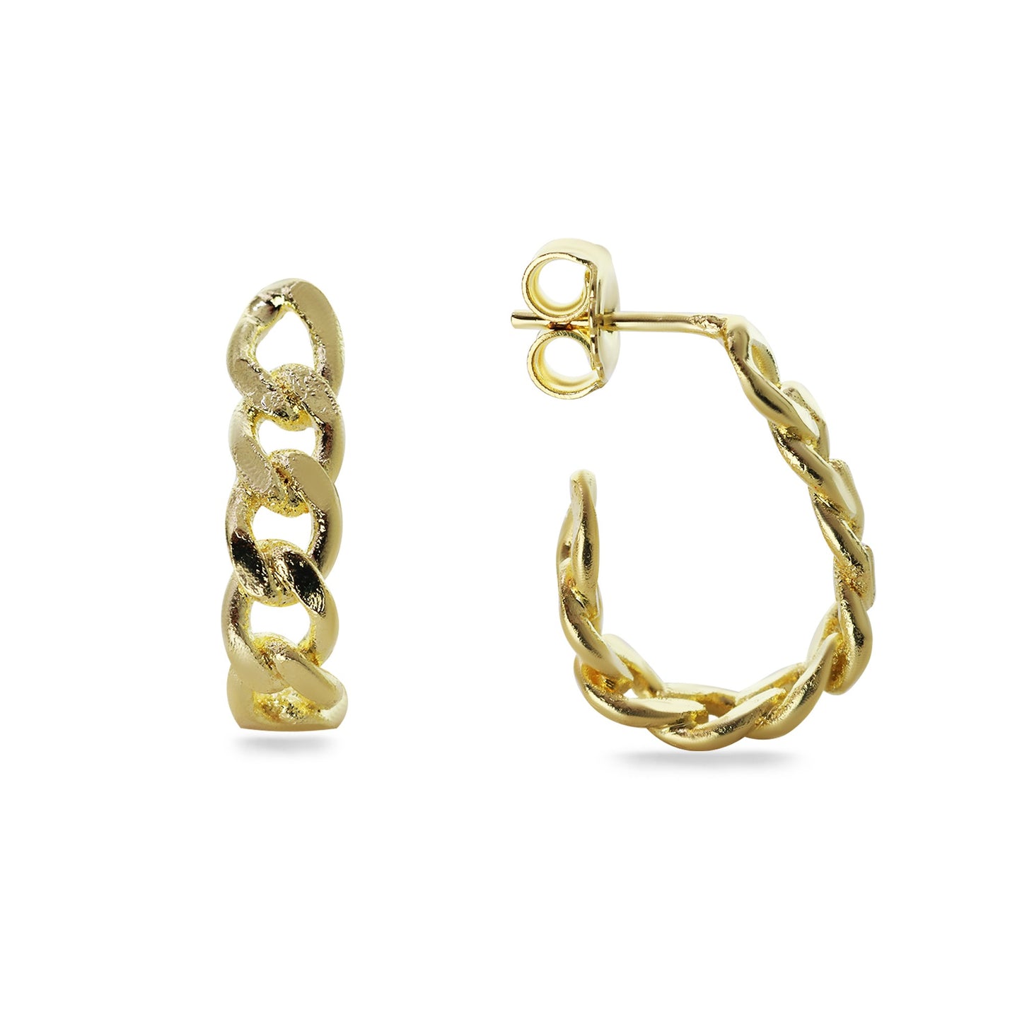 Aros Enchapados en Oro Argolla Estilo Cadena
