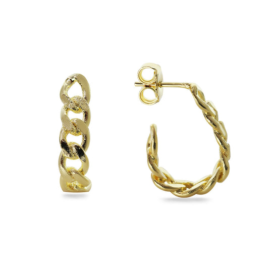 Aros Enchapados en Oro Argolla Estilo Cadena