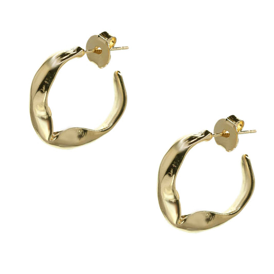 Aros Enchapados en Oro Argollas con Bordes irregulares 21mm