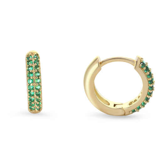 Aros Enchapados en Oro Argollas con Circones Esmeralda