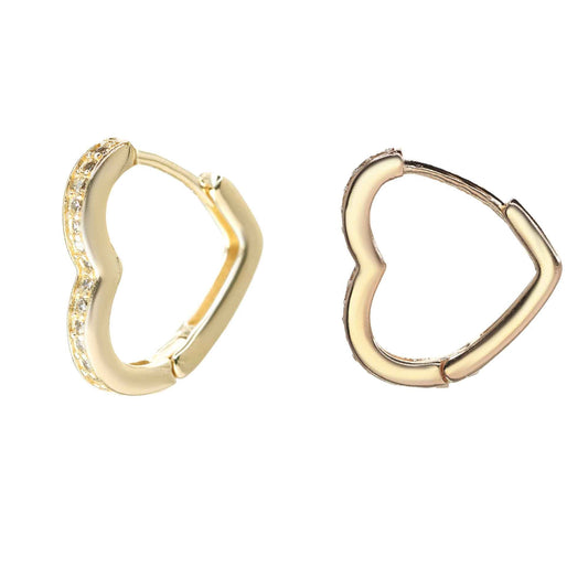 Aros Enchapados en Oro Argollas Corazón y Borde Circones 15 mm