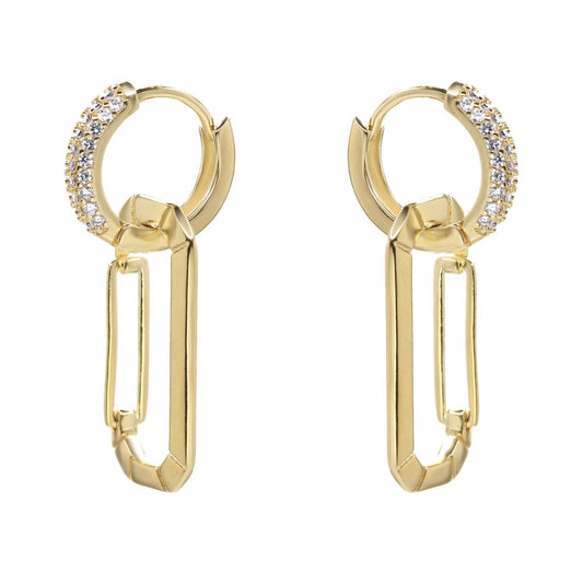 Aros Enchapados en Oro Argollas de Circones con Colgantes Estilo Pasador
