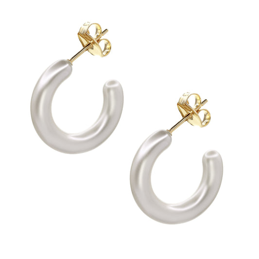 Aros Enchapados en Oro Argollas de Perla de Imitación