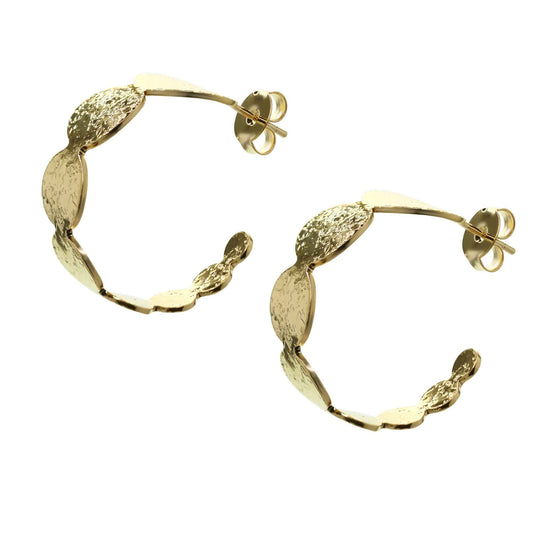Aros Enchapados en Oro Argollas Diseño Placas Texturizadas 26 mm