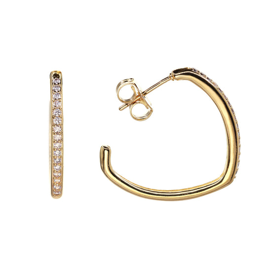 Aros Enchapados en Oro Argollas Diseño Punta con Circones