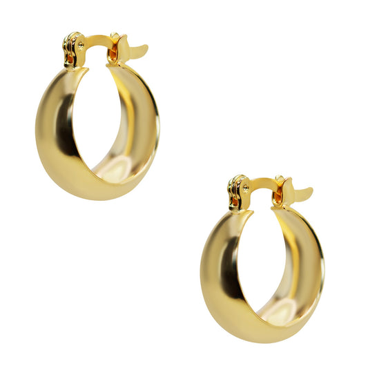 Aros Enchapados en Oro Argollas Estilo Bote con Broche Criollo