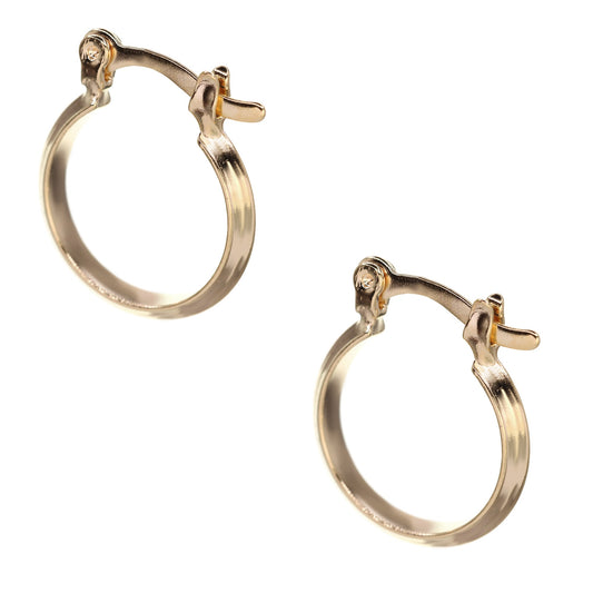 Aros Enchapados en Oro Argollas Lisas con Broche Criollo 16 mm