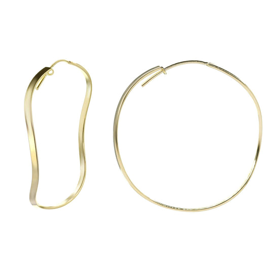 Aros Enchapados en Oro Argollas Lisas Curvas 42mm