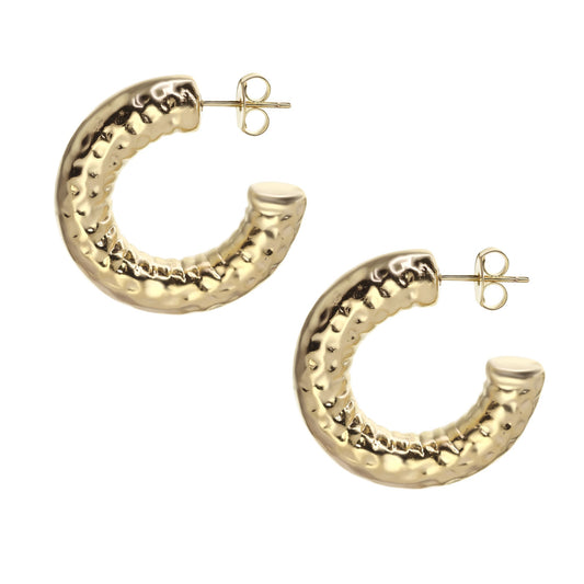 Aros Enchapados en Oro Argollas Maxi con Textura