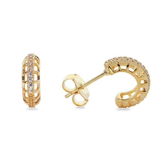 Aros Enchapados en Oro Argollas Pequeñas con Circones