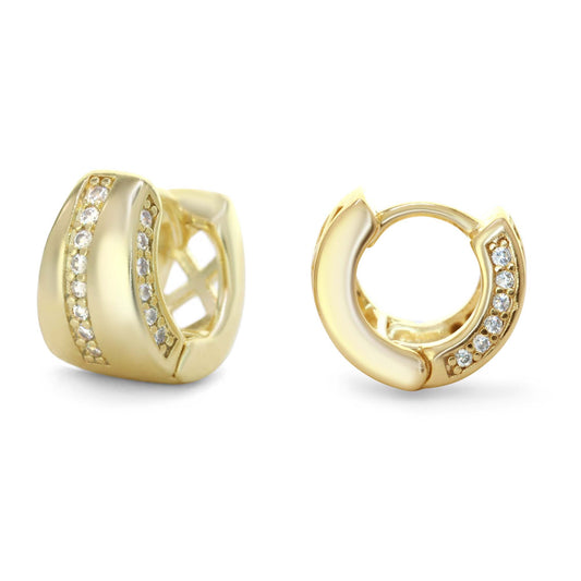Aros Enchapados en Oro Argollas Triangular con Circones en los Bordes