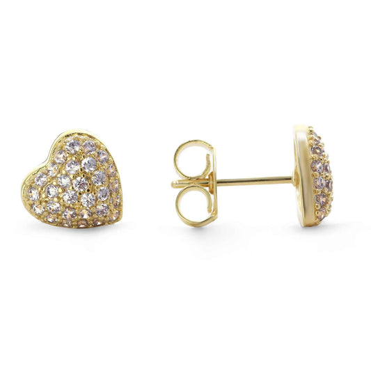 Aros Enchapados en Oro Corazón con Serie de Circones