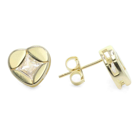Aros Enchapados en Oro Corazones con Circón