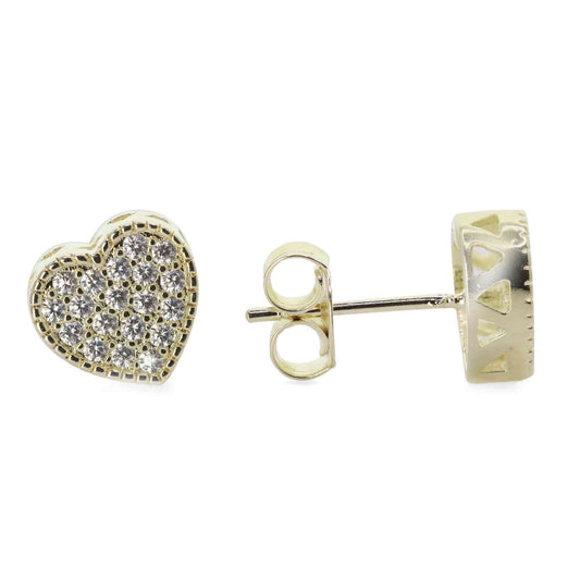 Aros Enchapados en Oro Corazones con Circones