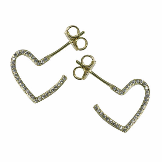 Aros Enchapados en Oro Corazones silueta con Circón