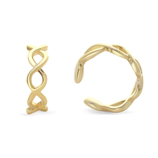 Aros Enchapados en Oro Cuff Diseño Trenzado 12 mm