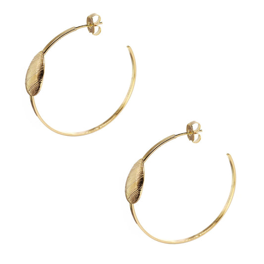 Aros Enchapados en Oro Diseño Argolla con Gota Biselada
