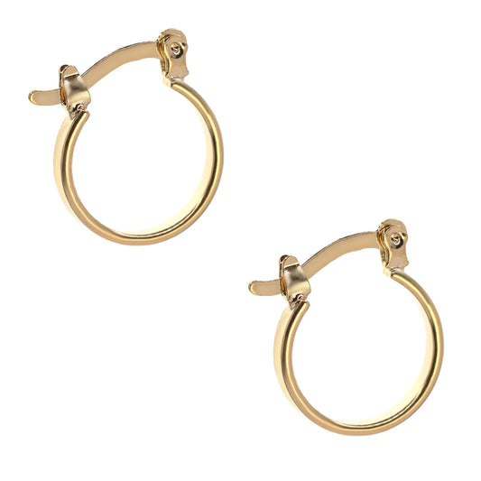Aros Enchapados en Oro Diseño Argolla Lisa con Broche Criollo