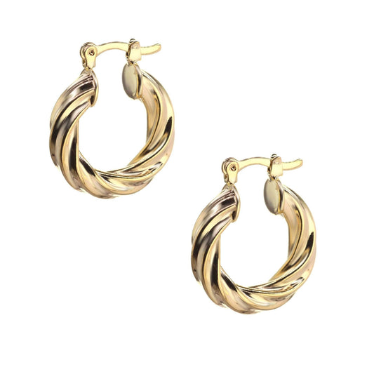 Aros Enchapados en Oro Diseño Argollas Anudadas con Broche Criollo