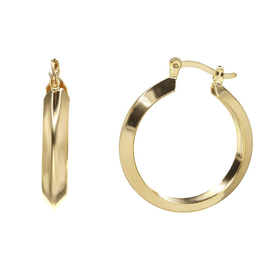 Aros Enchapados en Oro Diseño Argollas Biseladas con Broche Criollo