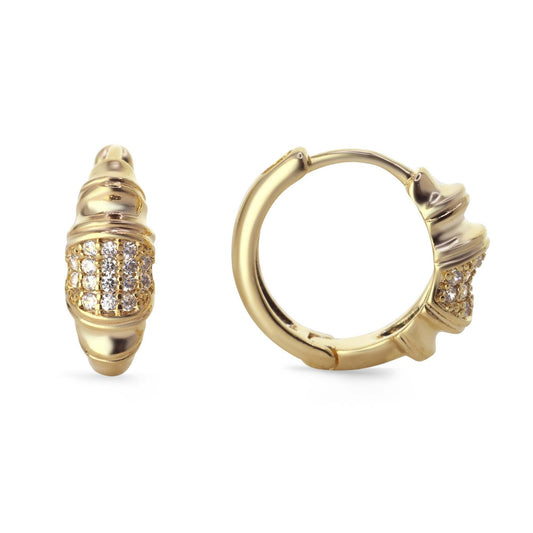 Aros Enchapados en Oro Diseño Argollas con Serie de Circones
