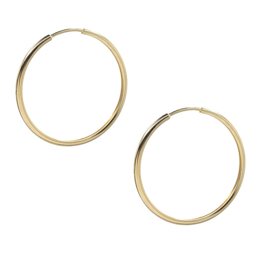 Aros Enchapados en Oro Diseño Argollas Lisas 32 mm
