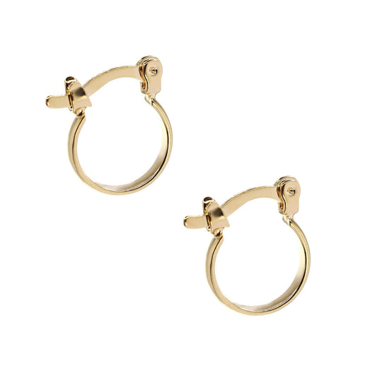 Aros Enchapados en Oro Diseño Argollas Lisas con Broche Criollo