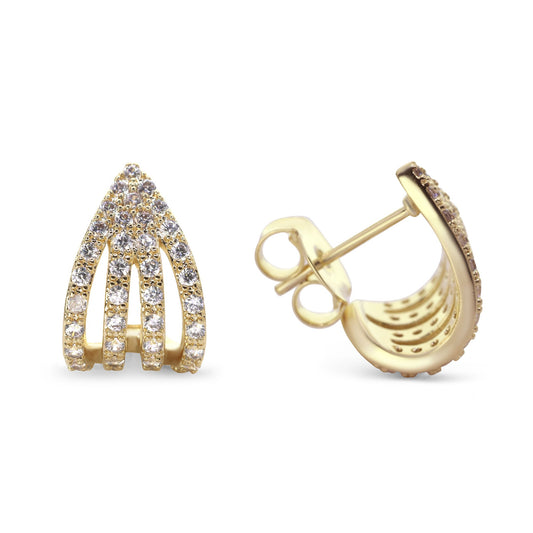 Aros Enchapados en Oro Diseño Arqueado con Circones