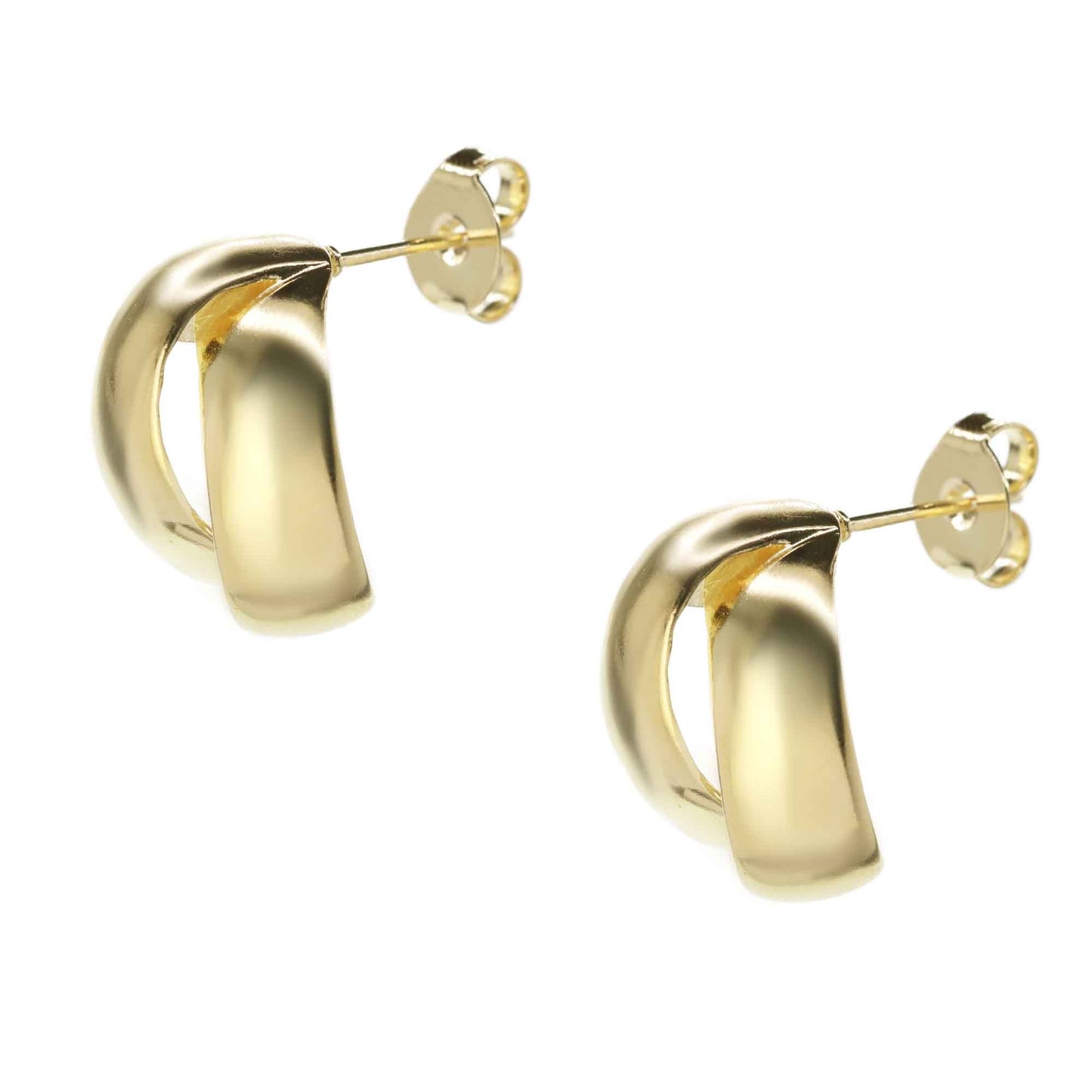 Aros Enchapados en Oro Diseño Bandas Cruzas Lisas