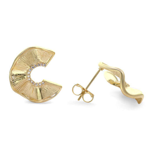 Aros Enchapados en Oro Diseño Borla con Circones