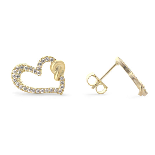 Aros Enchapados en Oro Diseño Corazón con Circones