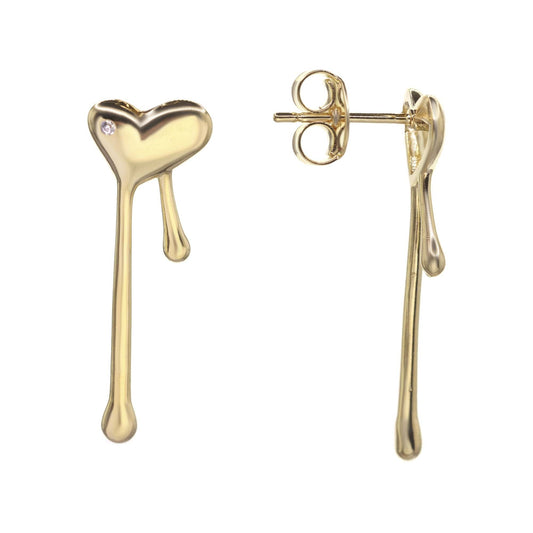 Aros Enchapados en Oro Diseño Corazón Fundido con Aplicación Circón