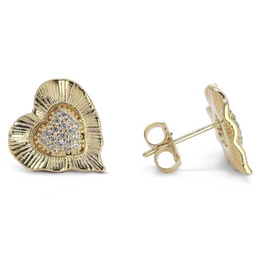 Aros Enchapados en Oro Diseño Corazón Irregular con Circones