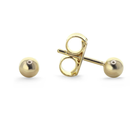 Aros Enchapados en Oro Diseño Esfera Lisa 3.5 mm