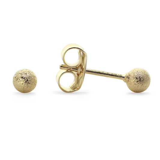 Aros Enchapados en Oro Diseño Esfera Satinada 4 mm