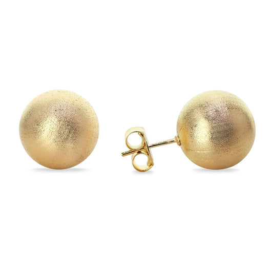 Aros Enchapados en Oro Diseño Esfera Satinada