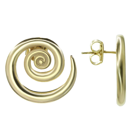 Aros Enchapados en Oro Diseño Espiral 2,3 cm