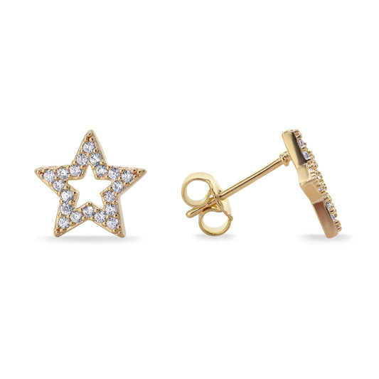 Aros Enchapados en Oro Diseño Estrella de Circones