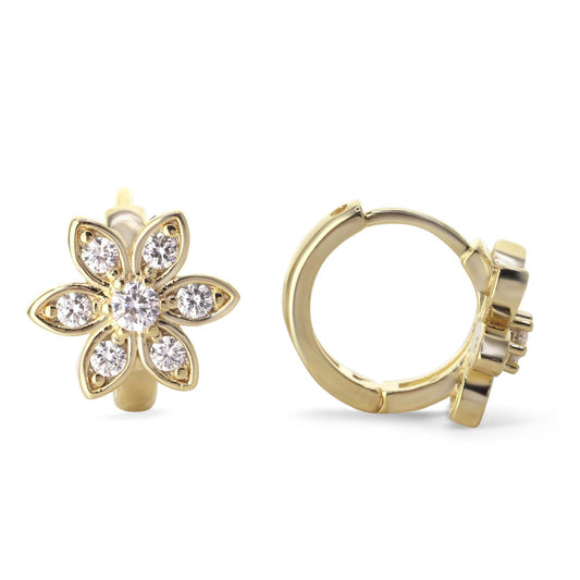 Aros Enchapados en Oro Diseño Flor de Circones Tradicionales
