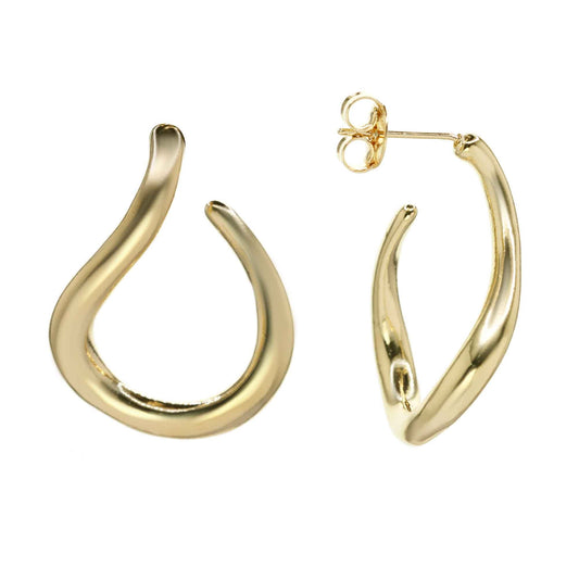 Aros Enchapados en Oro Diseño Gota Abierto Liso