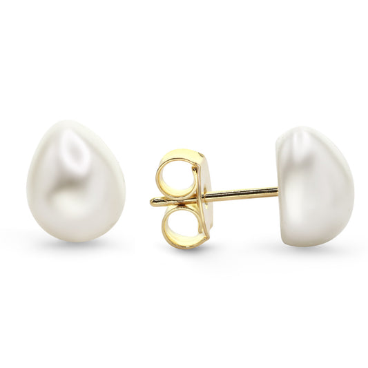 Aros Enchapados en Oro Diseño Gota de Perla de Imitación